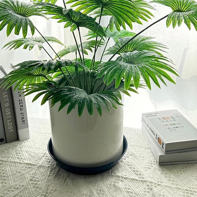 14 Inch Plant Saucer Tray 4 5 6 8 10 12 14 15 Inch Ceramic Plant Saucers for Indoors Outdoor, Drainage Drip Water Trays for Planter Pots Flower, Glazed Pot Saucers Trays (15 Inch)