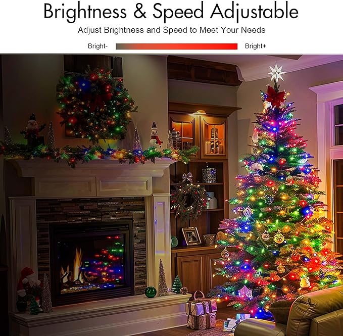 164 FT 500 LED Christmas Lights Outdoor, RGB Color Changing Lights with Remote & APP Control, 9 Modes Plug in Green Wire Fairy Lights for Indoor Outdoor Room Garden Christmas Tree Party Decor