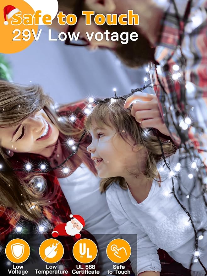 1000 LED 328 FT Outdoor String Lights with Remote and Timer, Dimmable with 8 Modes, Waterproof, Cool White Fairy Lights for Christmas Tree & Holiday Decor