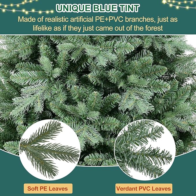 5FT Artificial Skinny Christmas Tree,Unlit Blue Spruce Slim Pencil Xmas Tree