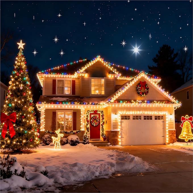 Joomer Color Changing Christmas Lights, 66FT 200 LED String Lights with Remote Timer Dimmable Connectable Fairy String Outdoor Waterproof for Christmas Decoration (Warm White to Multicolor)