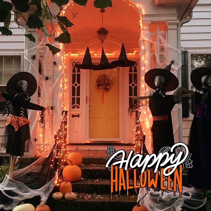 Orange Halloween Tree Lights with Green Wire,13ft 50 Incandescent Bulb Waterproof Fairy Lights，Plug in Mini String Lights for Christmas, Patio, Holiday, Party, Home, Indoor Outdoor Decor