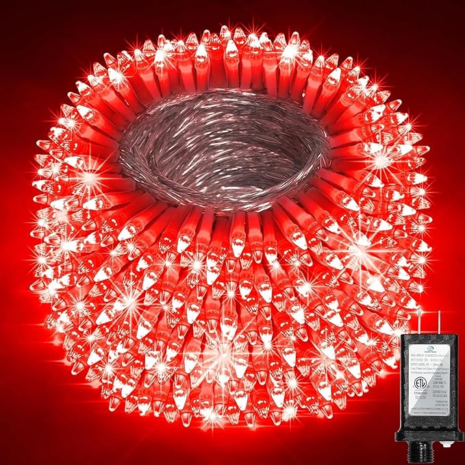 1500 LED 470FT Christmas String Lights Outdoor, 12 Pro Modes and Timer Memory & Brightness, Plug in Waterproof Clear Wire Twinkle Light for for Xmas Yard Tree Wedding Party Decor (Red)