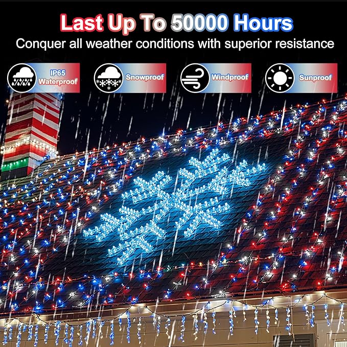 340 LED 90FT Christmas String Lights Outdoor, 12 Pro Modes and Timer Memory & Brightness, Plug in Waterproof Dark Green Wire Twinkle Light for for Xmas Yard Tree Wedding Party Decor Red White Blue
