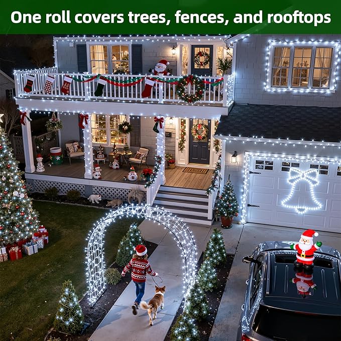 750 LED Chrstmas Lights, 240ft Outdoor Christmas String Lights with 12 Modes, Cool White LED String Lights with Timer Dimmable Waterproof for Tree Fence Garden Xmas Wedding Party Decor Cool White