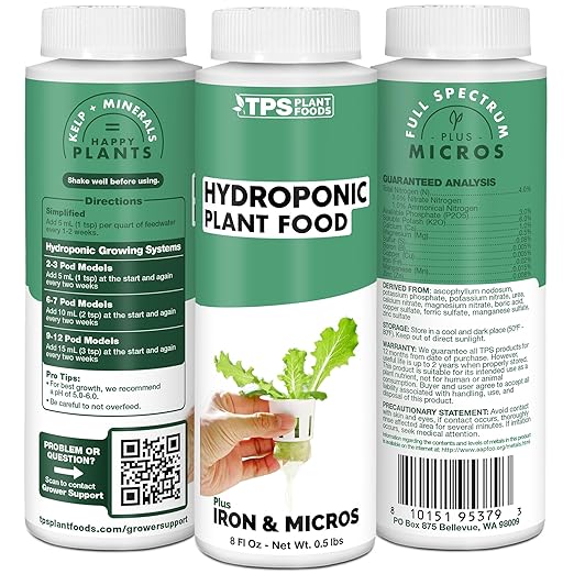 Hydroponic Plant Food, Complete One Part Liquid Hydroponic Fertilizer, 32 oz (1 Quart)