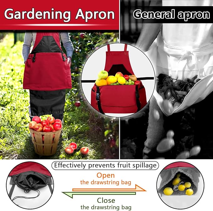 Gardening Apron, Harvest Apron Gardening Gifts for Men Gardening Apron with Pockets for Women, Green