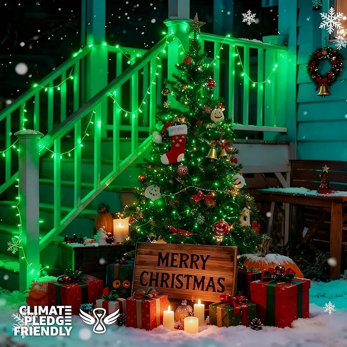 33FT 100 LEDs String Lights Waterproof Fairy Lights 8 Modes with Memory 30V UL Certified Power Supply for Home, Garden, Wedding, Party, Christmas Decoration Indoor Outdoor (Green)