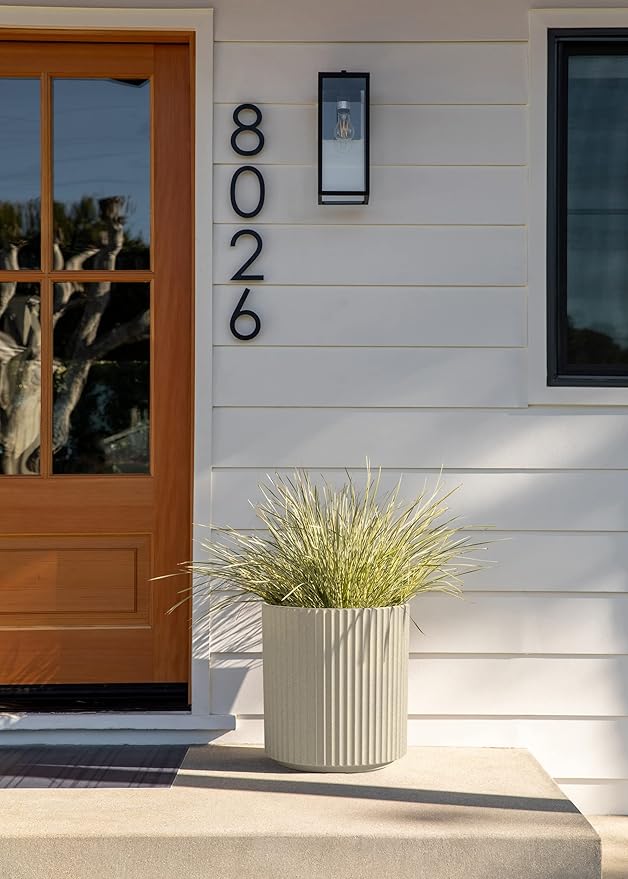 Veradek Demi Series Round Planter for Porch, Patio, Backyard | Durable Plastic-Concrete Material | Modern Décor for Tall Plants, Flowers