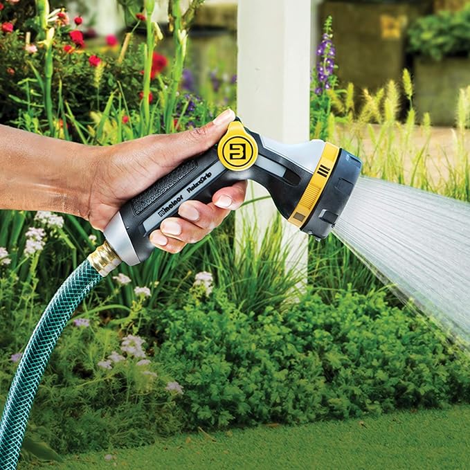 Melnor 65130AMZ RelaxGrip Thumb Control 5 Pattern w/Adpt Nozzle Bundle, QuickConnect Product Adapter, Black, Yellow