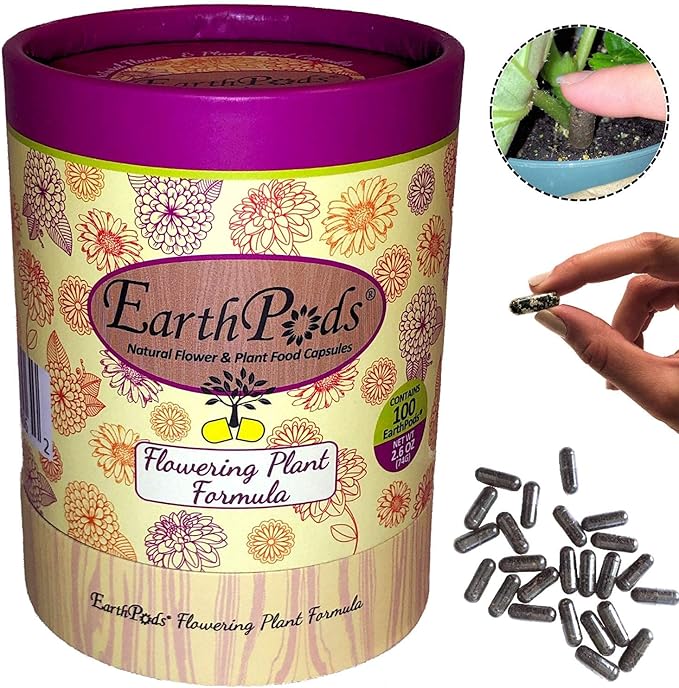 100 EarthPods - Premium Flower Fertilizer Spikes - Boost Blossoms (Great for Roses, Potted Annuals, Perennials, Flower Bulbs, Hanging Baskets) - Made in USA