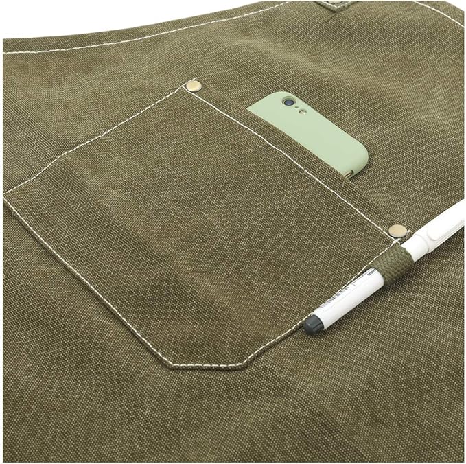 No-Tie Canvas Apron Heavy-Duty 16OZ Work Apron with Front Pocket Extra Long Straps Adjustable M–XXL