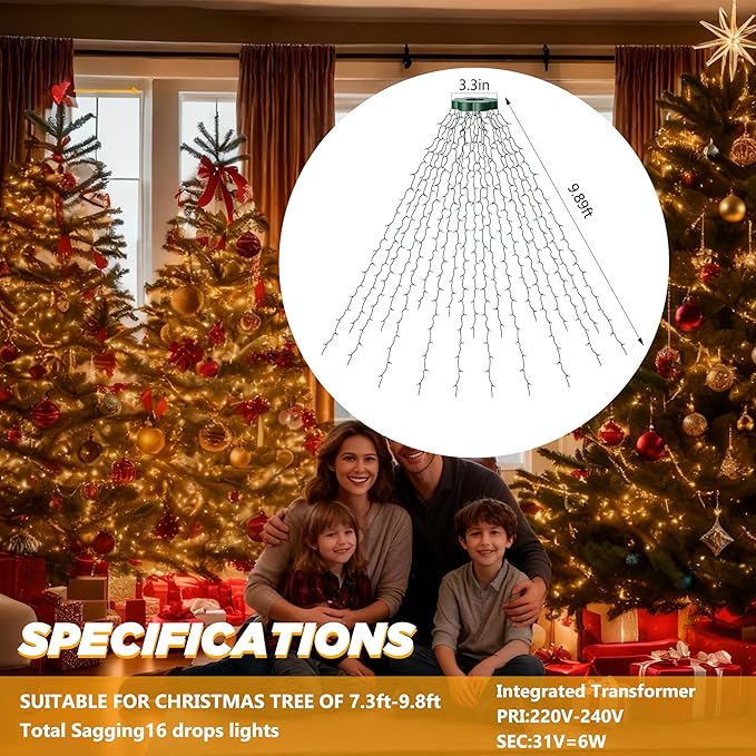 Christmas Tree Lights - 480 LEDs 9.8FT x 16 String Lights with Memory Function & 8 Modes, Fairy Lights with Remote Control & Timer for Christmas Tree Decorations - Warm White