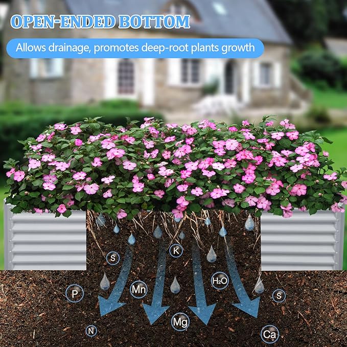 8x4x2ft Galvanized Raised Garden Bed, Planting Bed Kit, Galvanized Planter Raised Garden Boxes Outdoor, Large Metal Raised Garden Beds for Vegetables