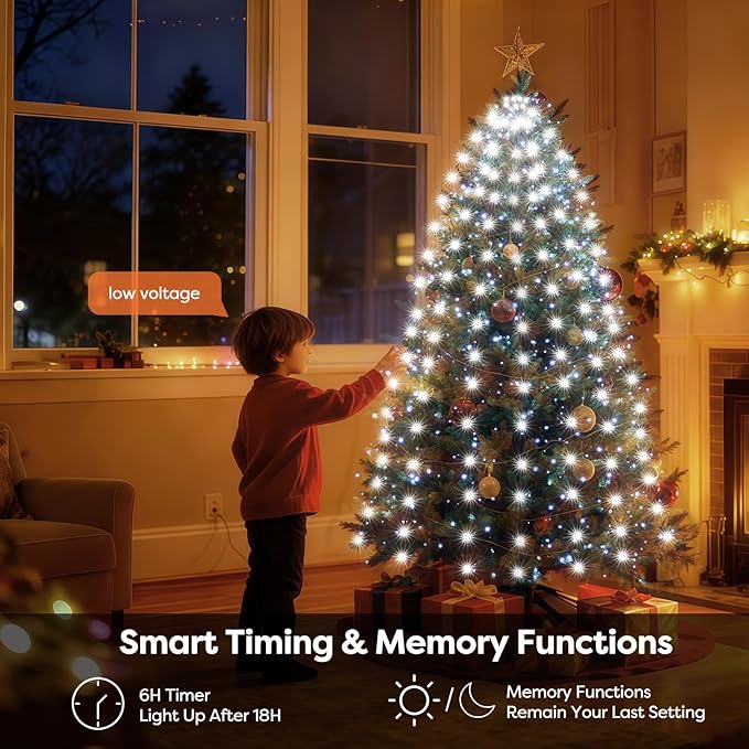 Christmas Tree Lights with Remote 400 LEDs Christmas Lights for Tree with 8 Lighting Modes, Timer and Memory Function, Indoor Outdoor String Lights for 6 ft-10 ft Xmas Tree Decorations(CoolWhite)