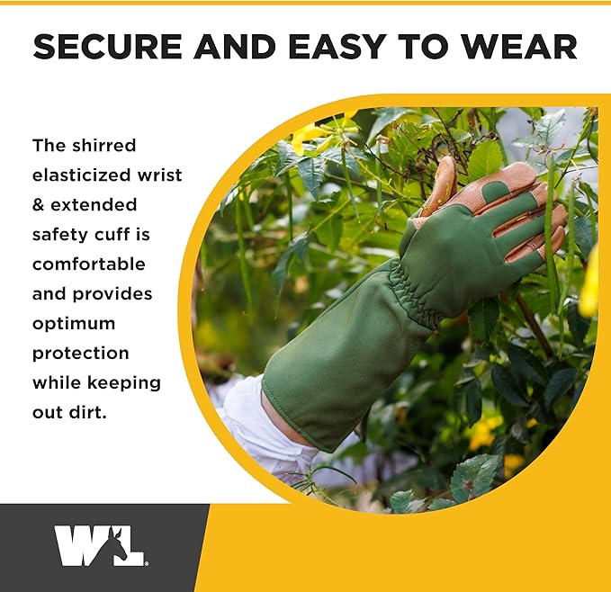 Wells Lamont Rosetender Gardening Gloves for Women – Thorn Proof Garden Gloves, Grain Leather Long Gloves for Pruning & Yard Work, 4129-300, X-Large