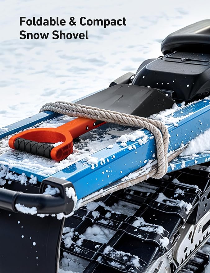 AstroAI 38.4" Folding Snow Shovel for Car, Extendable Snow Shovel with Thickened Aluminum Handle and Reinforced Iron Hinge, Portable and Multifunctional for Driveway, Cars, Camping and Mud, Grey