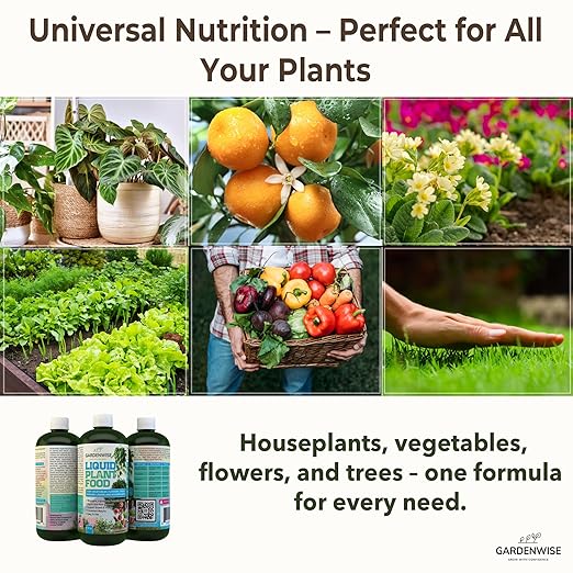 Organic Liquid Plant Food for Indoor Houseplants – All Purpose Fertilizer for Potted Plants, Vegetables, Succulents, Orchids, Roses – Miracle Growth with Mycorrhizae (32 oz)