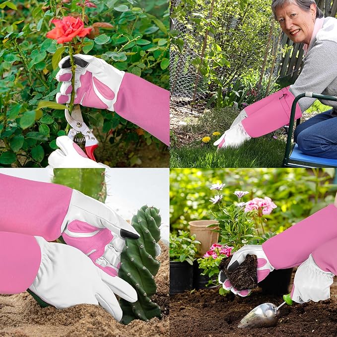 Long-Gardening-Gloves for Women/Men - Thorn Proof Rose Pruning Gloves Heavy Duty Gauntlet-L