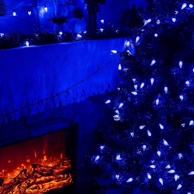 TW SHINE C6 Christmas String Lights, 200 LED 66 FT Christmas Lights Outdoor with 8 Modes Timer, Waterproof Connectable for Indoor Yard Xmas Tree House Christmas Decorations (Blue)