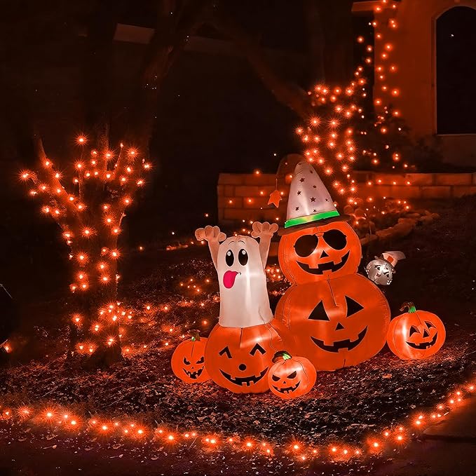 WBao Halloween Lights 300LED 108ft, Super Bright LED Orange String Lights with UL Certified, 8 Lighting Modes, Timer, Connectable, Memory & Waterproof for Indoor Outdoor Halloween Decor