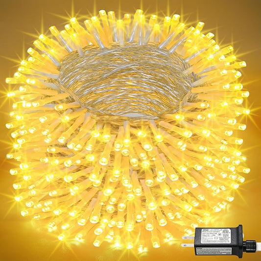 165FT 500 LED Christmas Lights, Plug in Christmas String Lights with Waterproof, 8 Modes Twinkle Fairy Lights for Xmas Garden Tree Holiday Decorations, Warm White