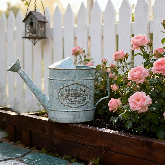 Vintage Metal Flower & Garden Watering Can, Rustic Farmhouse Decorative Watering Pot Planter for Home Patio Backyard Outdoor Plant Care