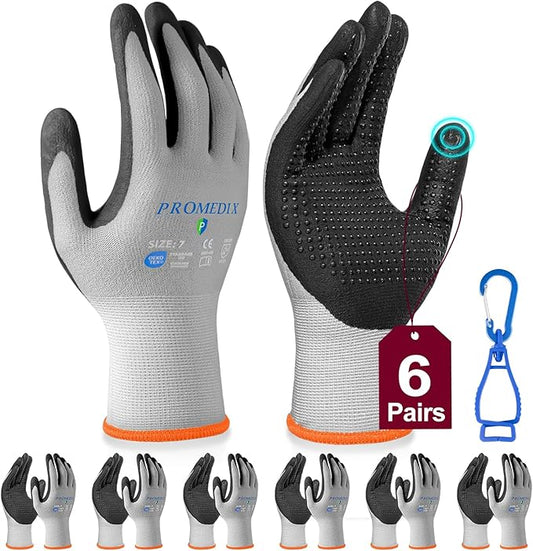 PROMEDIX P Nitrile Coated Work Gloves,MicroFoam Safety Work Gloves Men,Seamless Knit Nylon&spandex Gloves with Grip