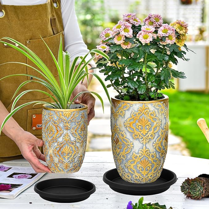 2 Pack Large Plant Saucer 20 Inch, Extra-Large Deep Plant Trays for Pots, Plant Drip Trays, Plant Water Catcher Tray for Plants, Plastic Plant Saucers for Indoors no Holes