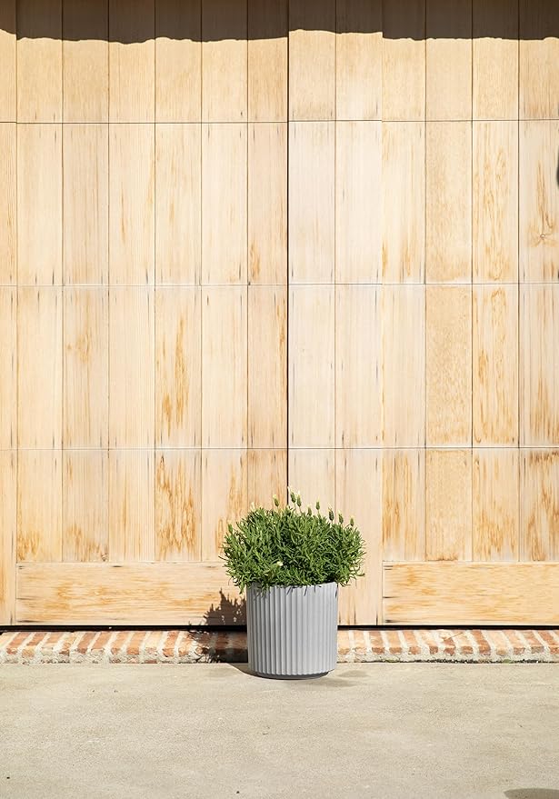 Veradek Demi Series Round Planter for Porch, Patio, Backyard | Durable Plastic-Concrete Material | Modern Décor for Tall Plants, Flowers