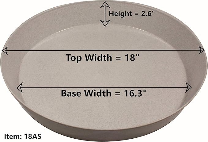 18 Inch (16.3 Inch Base) Case of 2 Plant Saucer - Black Polypropylene,Heavy Duty Indoor/Outdoor Tray and Drip Pan,Collects Flower Pot Excess Water Made in USA