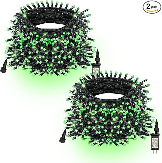TW SHINE Green Christmas Lights, Total 400 LED 132FT Christmas Lights Plug in with 8 Modes, Waterproof Fairy St. Patrick's Day Light Outdoor, Indoor Christmas Decorations for Party Yard Decorations