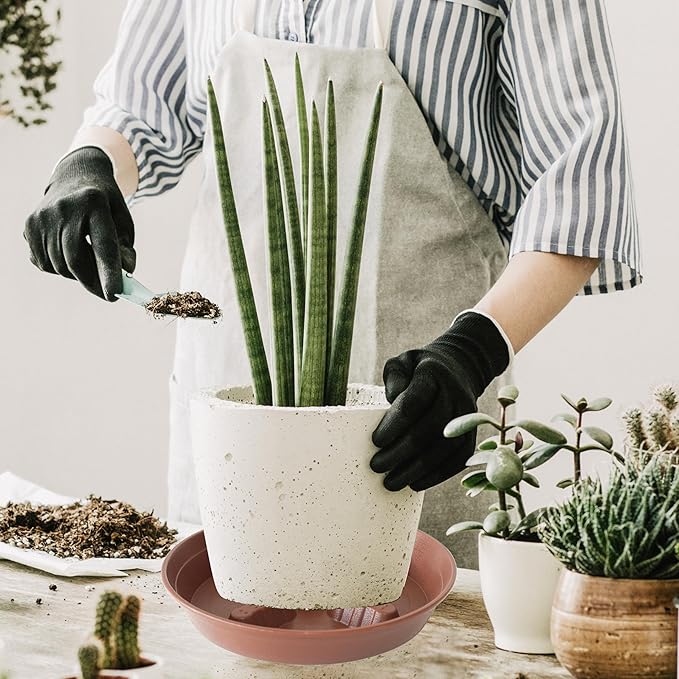 4 Pack Plant Saucer 8 inch, 10 12 14 17 inch, Plant Stand Plastic Plant Saucers for Indoors Outdoor, Heavy Duty Flower Planter Drip Trays for Pots, Pot Saucers for Plants, Grow Bags Saucers