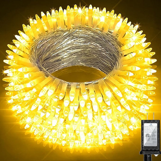 350LED Christmas Lights Indoor Outdoor, 90ft 12 Modes Warm White LED String Lights with Timer Dimmable, Waterproof Tree Lights for Xmas Patio Yard Fence Bedroom Wedding Garden Decor Warm White