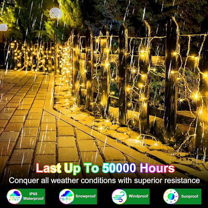 82FT LED Christmas Lights Outdoor with 176 Drops, Christmas Decorations Hanging Lights 616 LED 8 Modes, Outsite Fairy String Lights for Wedding Party Holiday Winter Wonderland Decorations Warm White