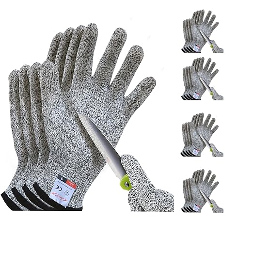 Cut Resistant Gloves, 8 Pairs of Food Grade Cut Resistant Gloves, Cutting Gloves for Kitchen, Oyster Shucking, Fish Fillet Processing, Carving Wood and Gardening(Medium)