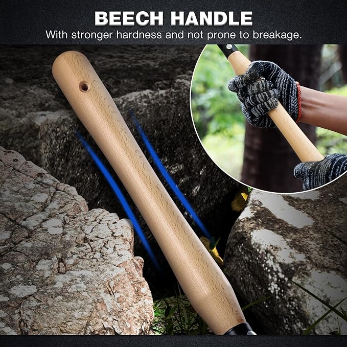 REDCAMP 23" Forces Spetsnaz Shovel, Tactical Entrenching Tool Hardwood Handle Shovel, Military Folding Camping Shovel for Camping Hiking Gardening Beach, Black