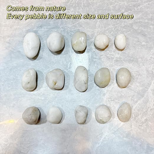 40lbs River Rocks, 1-2Inch Decorative Ornamental Natural Pebbles for Garden Couryard Landscaping Stones, Gravel Filler for Fish Tank,Vases,Home Decor,Aquariums,Animal Habitat, White