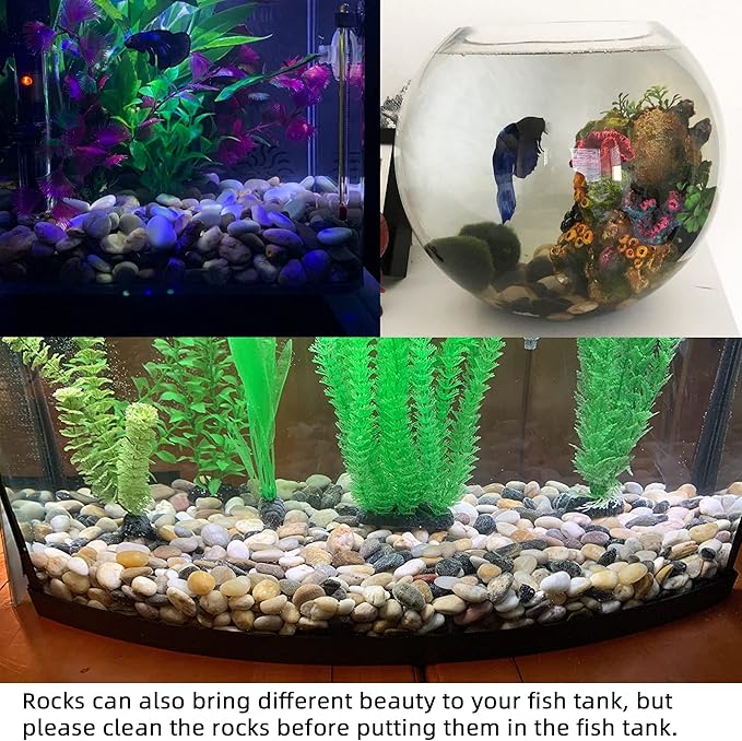 CJGQ Pebbles for Plants 3 lb Natural Garden Decorative Stone Outdoor Aquariums Gravel 1-1.5 Inches