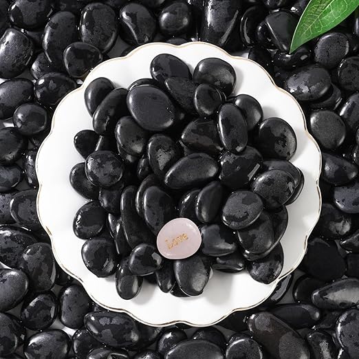 SIDONG 10 LB Black River Rocks, 0.4-1.2 Inches Highly Polished Pebbles for Indoor Plants, Decorative Stones for Plants, Fish Tank, Vases, Home Décor, Crafting, Garden Landscaping