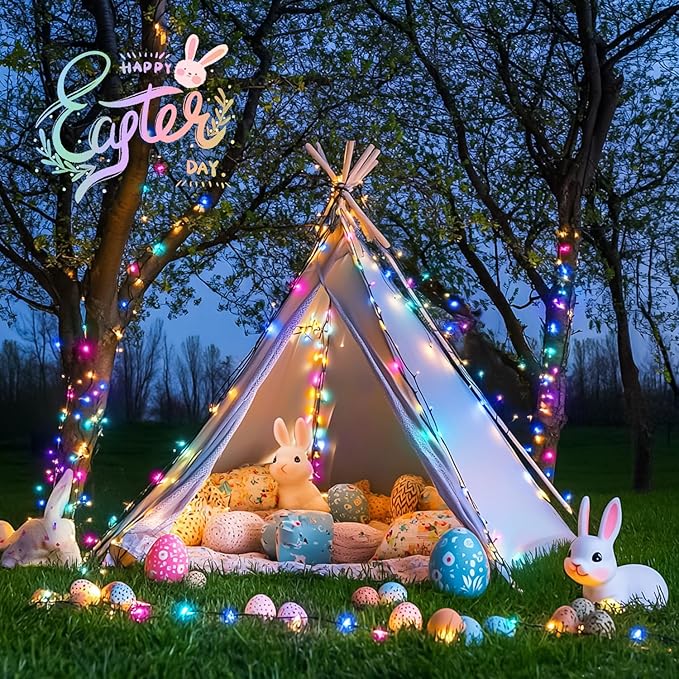 JMEXSUSS 200 LED 66ft Easter Lights String Green Wire, Pastel String Lights Plug in for Spring Bedroom Window Tree Room Outdoor Indoor Party for Easter Decorations