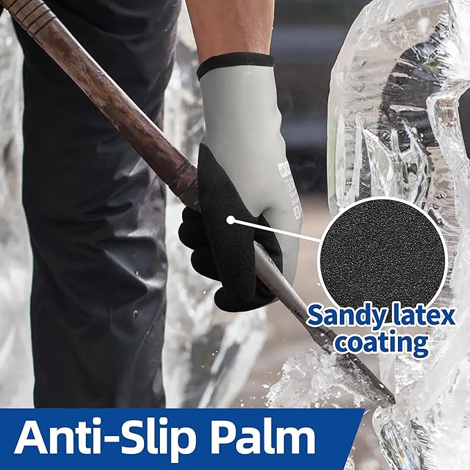 Schwer 2 Pairs 100% Waterproof Winter Work Gloves, ANSI A2 Cut Resistant Freezer Gloves for Outdoor Cold Weather Keep Hands Warm, Enhanced Warmth & Durability, for Shoveling Snow, Ice Fishing, L