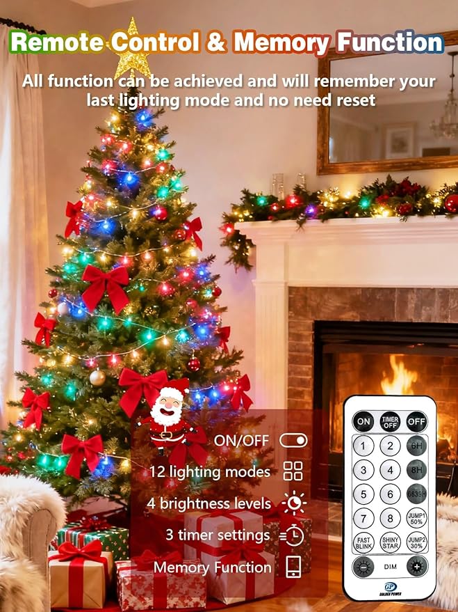 Voice Controlled Christmas Lights with Remote, 264 FT 800 LED String Lights Indoor Outdoor with 12 Modes 3 Timers, Dimmable Twinkle Light Plug in Waterproof for Xmas Tree Party Decor, Multicolor