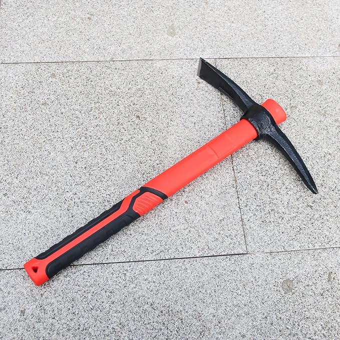 4 PCS 15 Inch Pick Mattock Hoe, Forged Weeding Garden Pick Axe with Fiberglass Handle, Pick Mattock Hoe for Loosening Soil, Gardening, Camping, by GENHAKON.