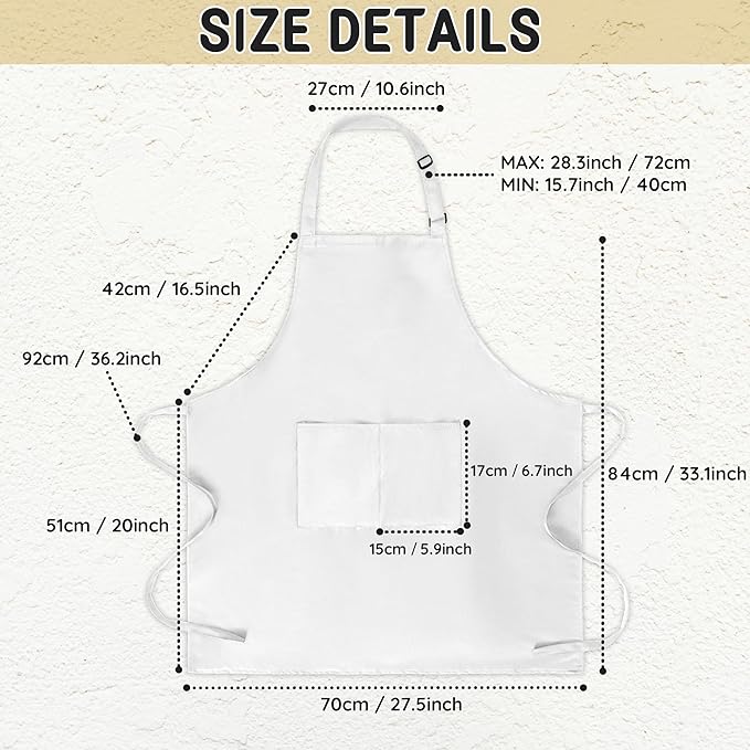 Chef Apron for Men and Women Wash Free Bib Apron with 2 Pockets Water & Oil Proof Adjustable Aprons