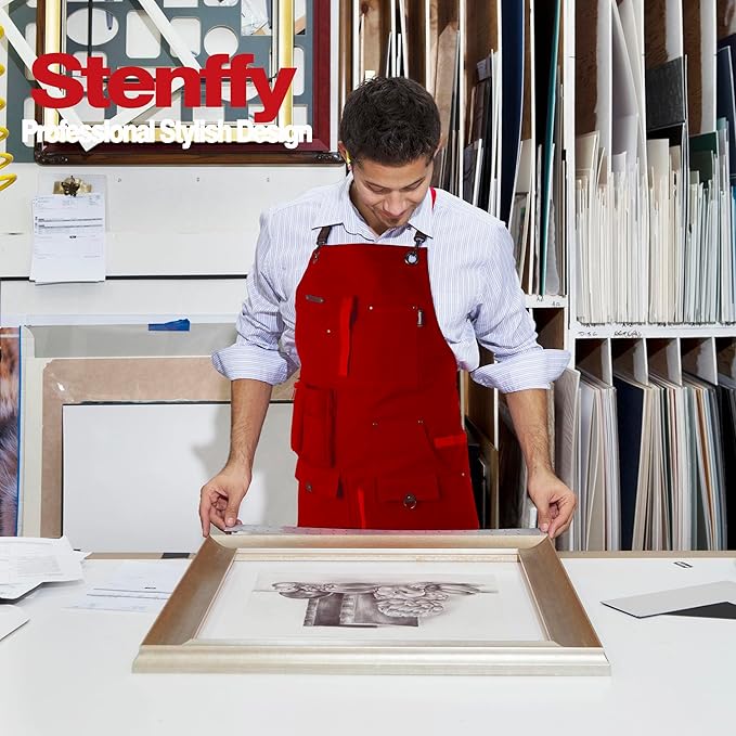 Woodworking Apron, Tool Apron, Canvas, Multiple Pockets, Adjustable Zipper, Metal Ring, Tape Measure Clip, Plus Size, Red