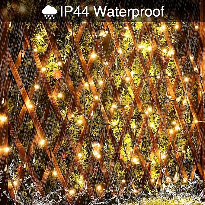 JMEXSUSS 300 LED Warm White Christmas Lights Outdoor Waterproof, 8 Modes Green Wire Christmas Tree Lights Plug in, Twinkle Fairy String Lights for Indoor Xmas Wedding Party Garden