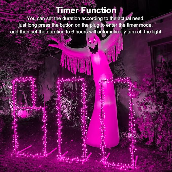kemooie 300 LED Pink Christmas Lights, 99FT Connectable 8 Twinkle Modes String Lights with Memory Function, Waterproof for Outdoor Indoor Wedding Party Valentine's Day Decoration