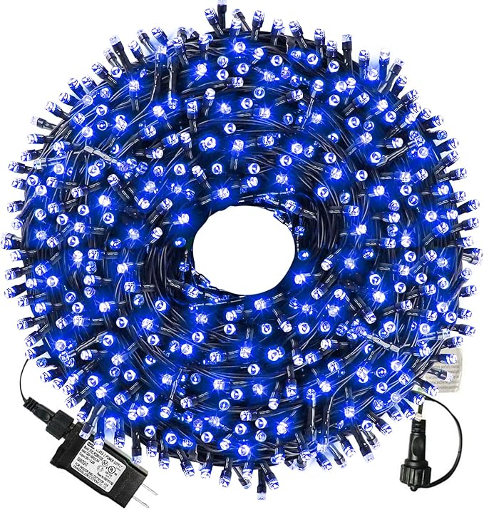 XTF2015 105ft 300 LED Christmas String Lights, End to End Plug 8 Modes Christmas Lights UL Certified Outdoor Indoor Fairy Light Christma s Tree, Patio, Garden, Party, Wedding, Holiday (Blue)