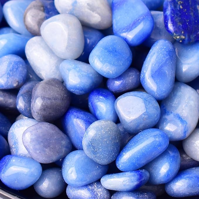 Polished Blue Aventurine Crystals - 72 Pcs, 0.5" 10 oz Handpicked Natural Tumbled Gemstones Rocks, Pebbles for Reiki, Chakra, Healing Home Decor